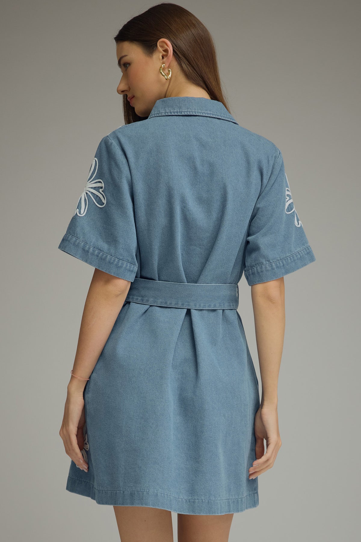denim embroidered dress