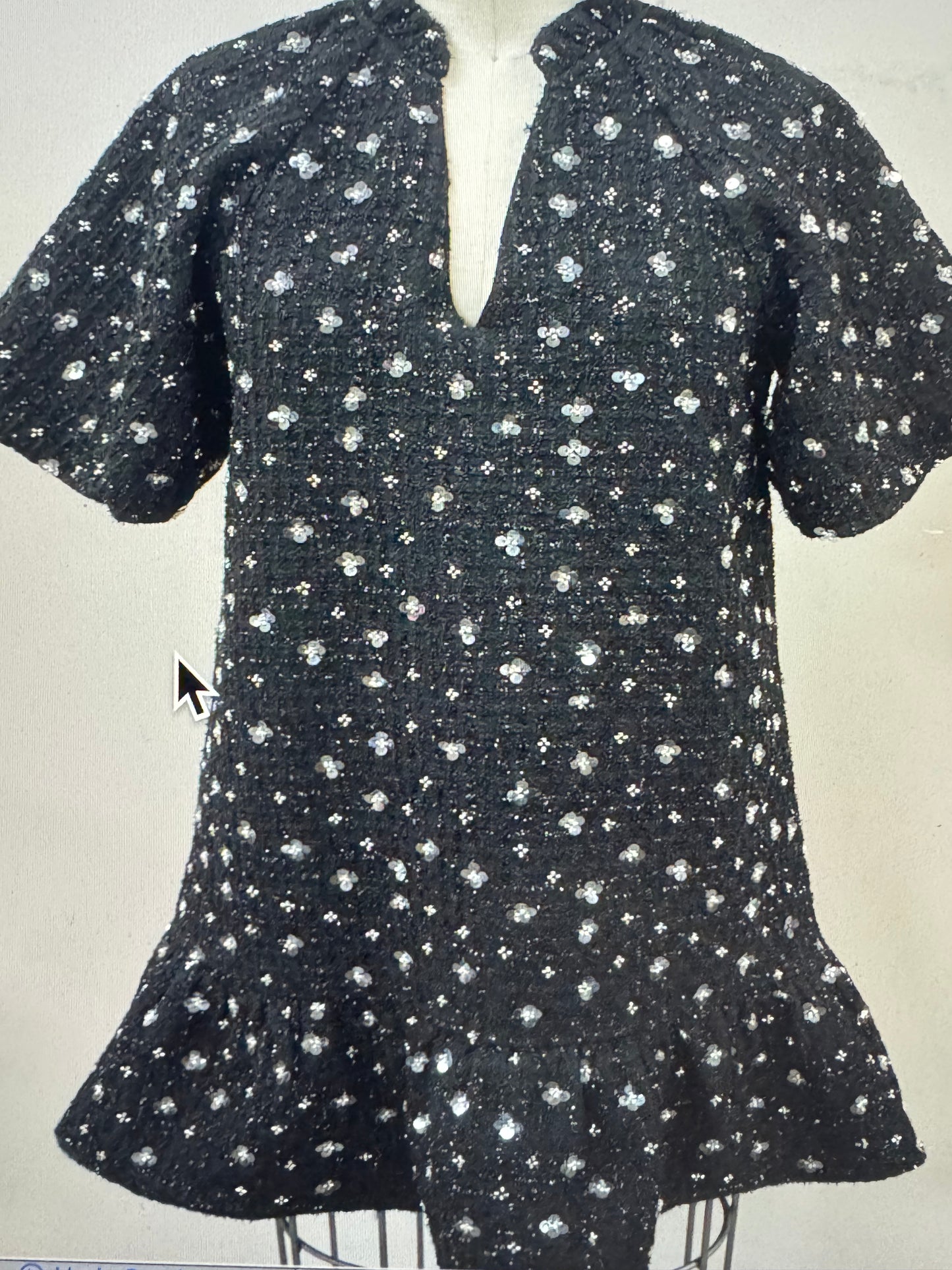 black cocktail dress with rhinestone accent