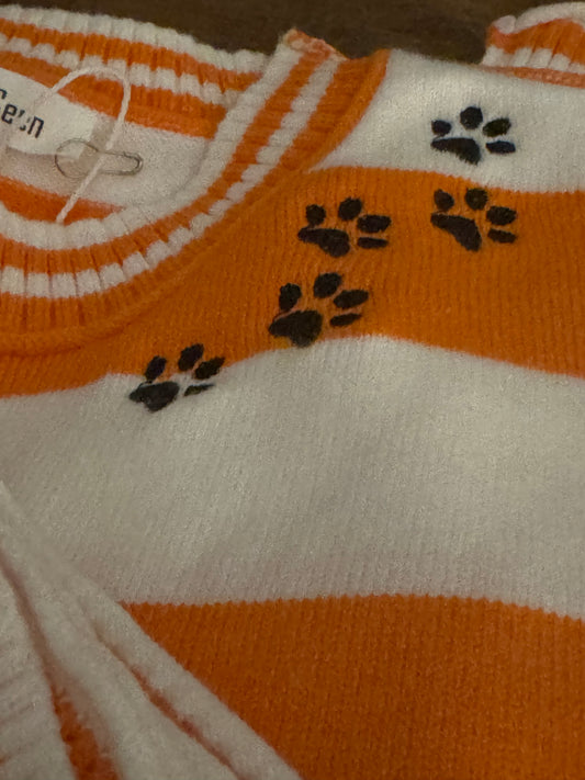 Orange & white s/s sweater