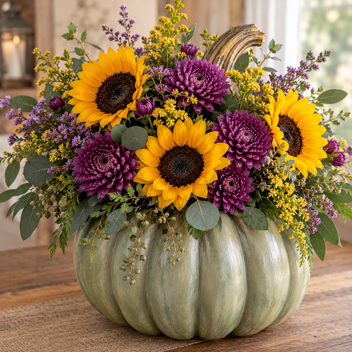 Floral design/pumpkin arrangement class at Vinoco