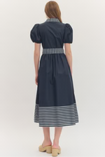 navy striped dress