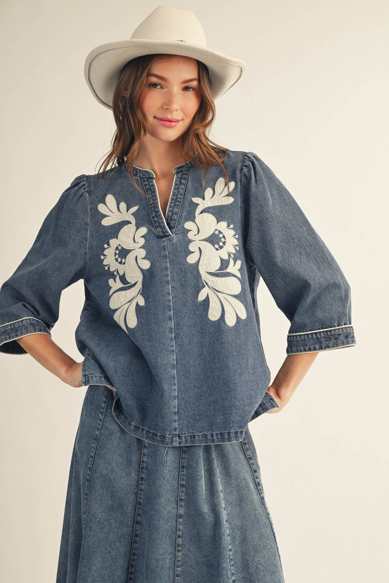 Denim cut out top