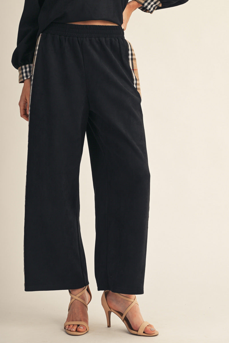 Black set with Plaid trim