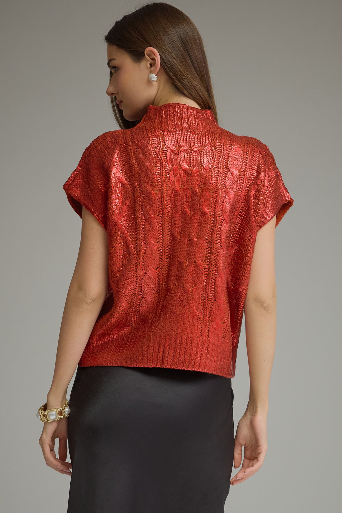 red metallic sweater