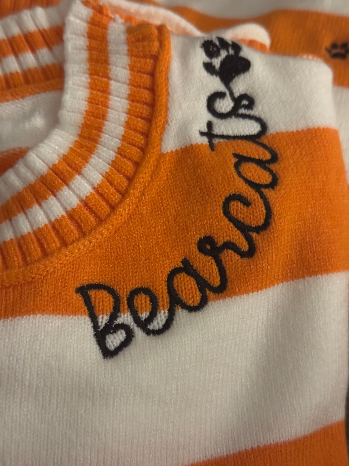 Orange & white s/s sweater