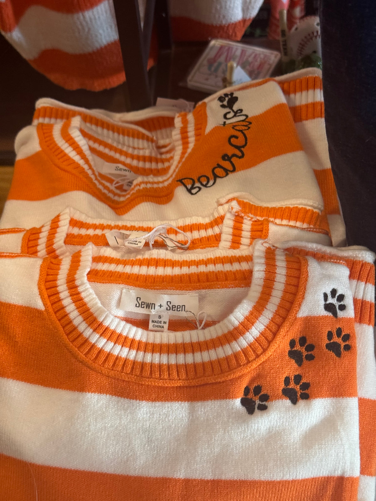 Orange & white s/s sweater