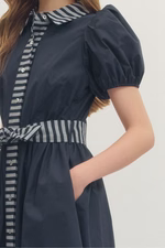 navy striped dress